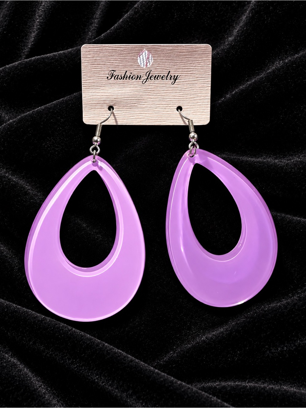 Fashion Jewelry Lavender Open Teardrop Earrings